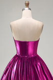 Royal Blue Metallic A-Line Sweetheart Ruched Corset Asymmetrical Homecoming Dress