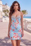 Sweetheart Yellow Corset Beaded Floral Tight Homecoming Dress