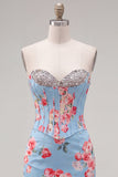 Sweetheart Yellow Corset Beaded Floral Tight Homecoming Dress