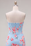 Sweetheart Yellow Corset Beaded Floral Tight Homecoming Dress