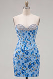 Sweetheart Yellow Corset Beaded Floral Tight Homecoming Dress