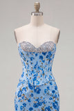 Sweetheart Yellow Corset Beaded Floral Tight Homecoming Dress