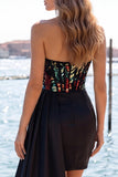 Sweetheart Red Bodycon Sheer Corset Ruched Sequins Homecoming Dress with Sash