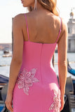 Black Floral Spaghetti Straps Sequins Homecoming Dress