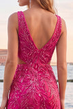 Sparkly Green Bodycon V-Neck Cut Out Sequins Short Homecoming Dress