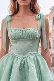 Lilac Pearl Mini Fairy Tale Tiered Homecoming Dress with Lace Up Back