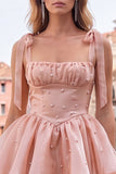 Lilac Pearl Mini Fairy Tale Tiered Homecoming Dress with Lace Up Back