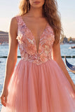 A-Line Yellow V-Neck Floral Sequins Homecoming Dress
