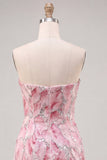 Strapless Pink Bodycon Sequins Short Homecoming Dress