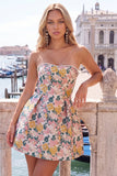 Sweetheart Pink Flower A-Line Jacquard Pearl Cocktail Dress with Bow