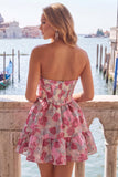 Green Sweetheart A-Line Corset Jacquard Homecoming Dress with Ruffles