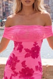 Off the Shoulder Yellow Floral Tight Homecoming Dress with Ruffles