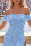 Off the Shoulder Yellow Floral Tight Homecoming Dress with Ruffles