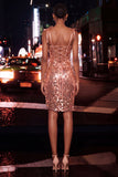 Bodycon Sheer Corset Ruched Sequins Bowed Straps Short Homecoming Dress