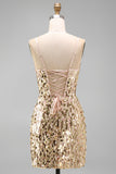 Sparkly Mint Green Bodycon Corset Lace Up Back Sequins Short Homecoming Dress