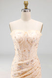Green Sweetheart Ruffled Corset Bodycon Ruched Lace Up Back Homecoming Dress