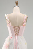 Bodycon Blush Corset Butterfly Pearl Applique Lace Up Back Homecoming Dress with Sash
