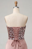Sweetheart Champagne Sequins Bodycon Mini Homecoming Dress
