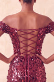 Sparkly Champagne Off The Shoulder Bodycon Homecoming Dress with Sequins