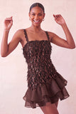 Pink Bodycon Ruffled Short Sequin Homecoming Dress with Lace Up Back
