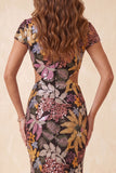 Black Mermaid Bateau Neck Floral Cut Out Long Formal Dress with Sequins