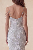 Light Grey Bodycon Floral Cold Shoulder Midi Formal Dress