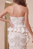 Sweetheart Apricot Bodycon Ruffled Midi Formal Dress with Slit