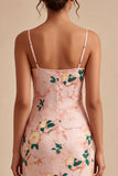 Pink Mermaid Floral Spaghetti Straps Midi Dress