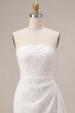 Strapless Floral Bodycon Little White Dress with Sash