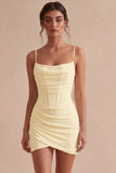 Bodycon Corset Spaghetti Straps Ruched Little White Dress
