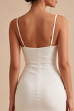Bodycon Corset Spaghetti Straps Ruched Little White Dress