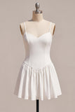 A-Line Spaghetti Straps Little White Dress