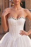 Lace Sweetheart White A-Line Corset Short Cocktail Dress with Ruffles