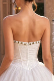 Lace Sweetheart White A-Line Corset Short Cocktail Dress with Ruffles