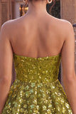 Olive A-Line Tiered Strapless Sequins Short Homecoming Dress