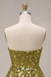 Olive A-Line Tiered Strapless Sequins Short Homecoming Dress