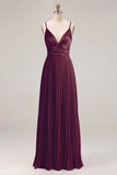 Sage A-Line Pleated Spaghetti Straps Ruched Bridesmaid Dress