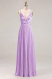 Sage A-Line Pleated Spaghetti Straps Ruched Bridesmaid Dress