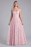 Sage Chiffon A-Line Corset Floral Print Bridesmaid Dress with Long Neck Scarf