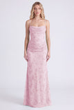 Sage Mermaid Floral Chiffon Spaghetti Straps Long Bridesmaid Dress