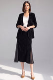 Black Velvet 2-Piece Midi Women Suits