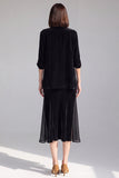 Black Velvet 2-Piece Midi Women Suits
