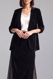 Black Velvet 2-Piece Midi Women Suits