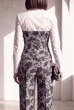 Black Golden Corset Printed Pant Suits Women Suits