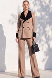 Berlin Blue Pantsuits Two Piece Long Sleeves Covered Button Women Suits