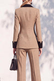 Berlin Blue Pantsuits Two Piece Long Sleeves Covered Button Women Suits