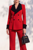 Berlin Blue Pantsuits Two Piece Long Sleeves Covered Button Women Suits