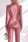 Brown Fitted Notched Lapel Long Sleeves Women Suits with Covered Button