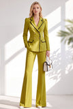 Brown Fitted Notched Lapel Long Sleeves Women Suits with Covered Button