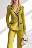Brown Fitted Notched Lapel Long Sleeves Women Suits with Covered Button